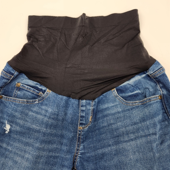 Sonoma Maternity Straight Leg Jeans w/ Raw Hem Size 10 Dark Wash slight distress - Picture 3 of 6